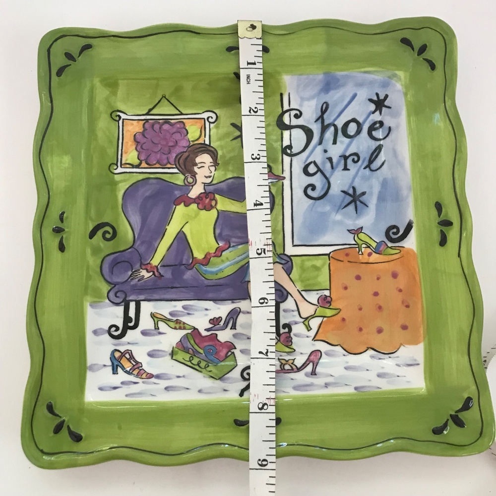 Whimsical “Shoe Girl” Ceramic Plate Jennifer Brinley Certified International - Picture 11 of 14